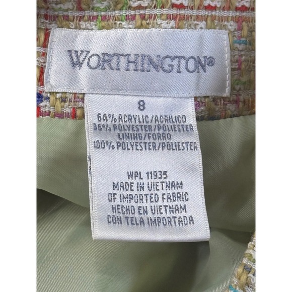 Worthington Tweed A-Line Skirt with Braided Belt Colorful Accents 8 - Picture 4 of 10